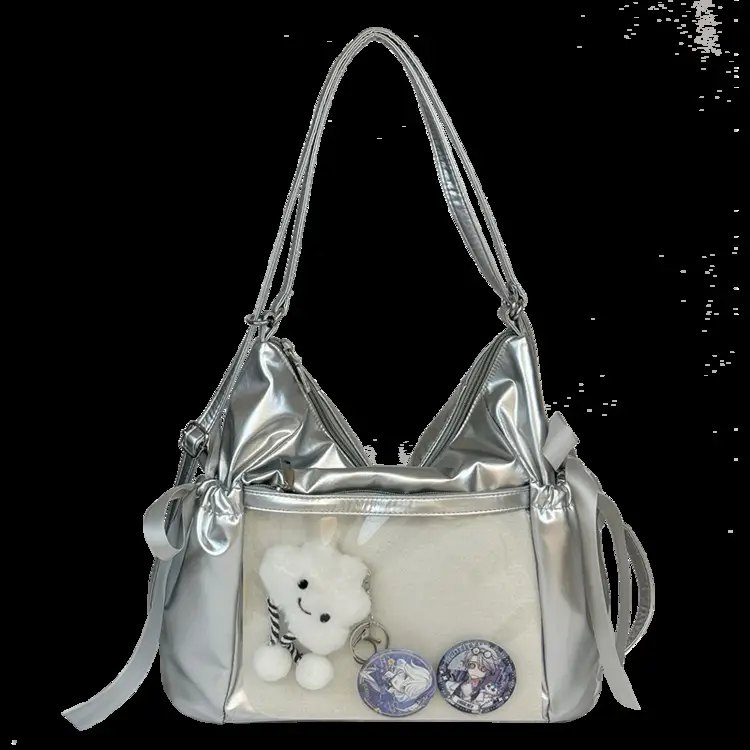 Korean Style Bow Bag for Girls Black White — feature 39