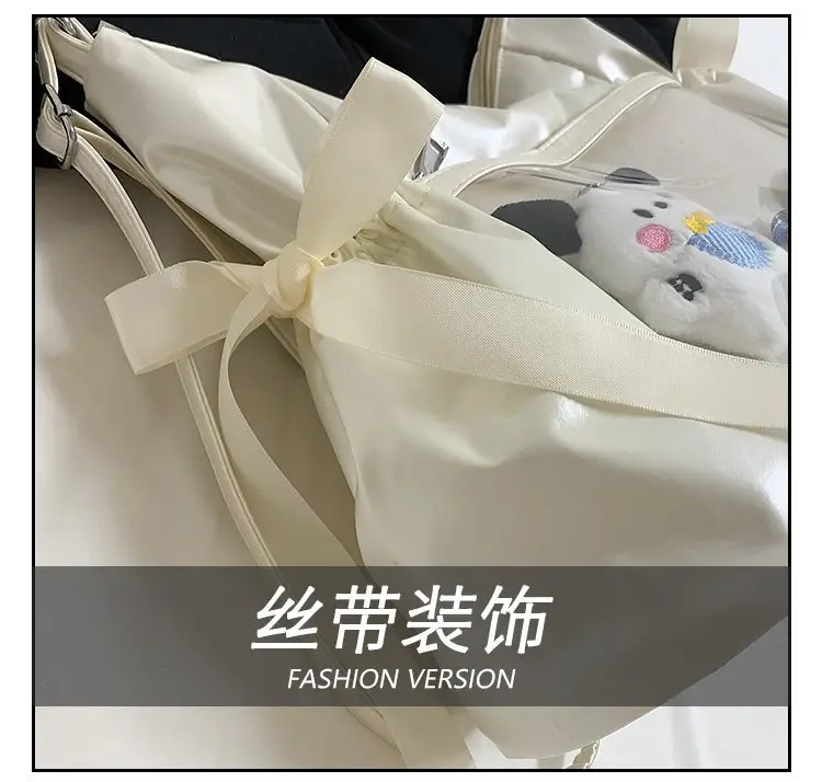 Korean Style Bow Bag for Girls Black White — feature 7