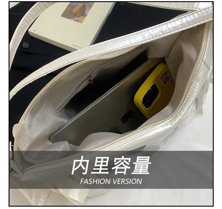 Korean Style Bow Bag for Girls Black White — feature 8