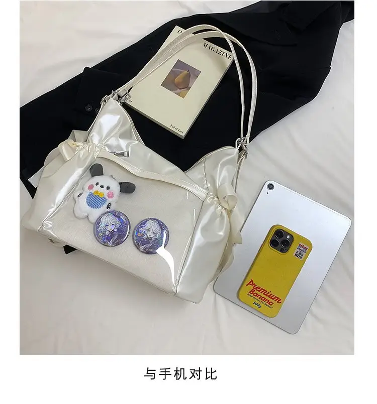 Korean Style Bow Bag for Girls Black White — feature 9