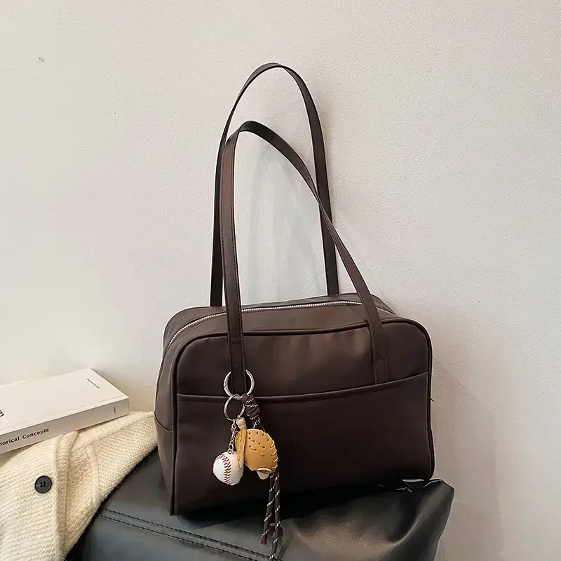 Women's Large Capacity Shoulder Tote Bag Brown Leather
