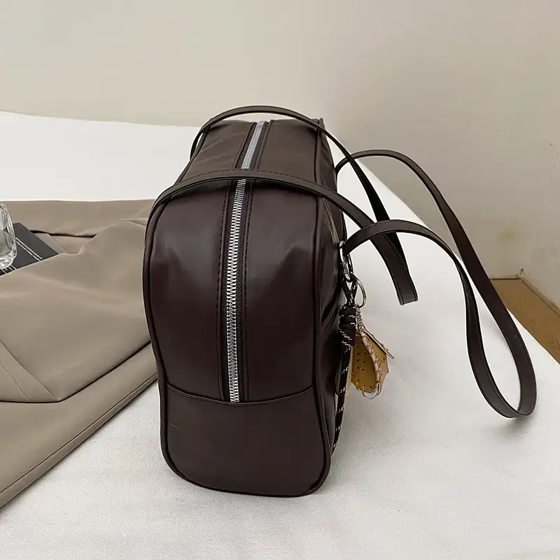 Women's Large Capacity Shoulder Tote Bag Brown Leather
