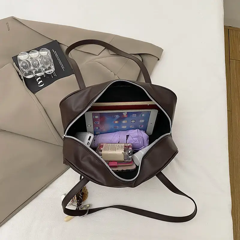 Women's Large Capacity Shoulder Tote Bag Brown Leather
