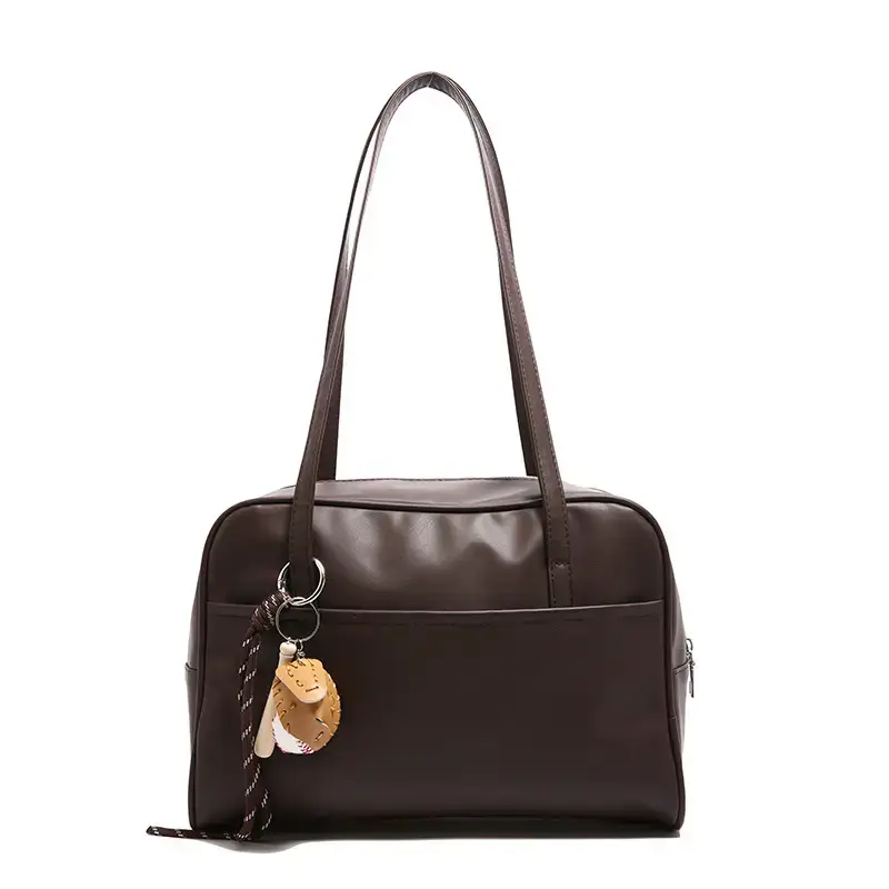 Women's Large Capacity Shoulder Tote Bag Brown Leather