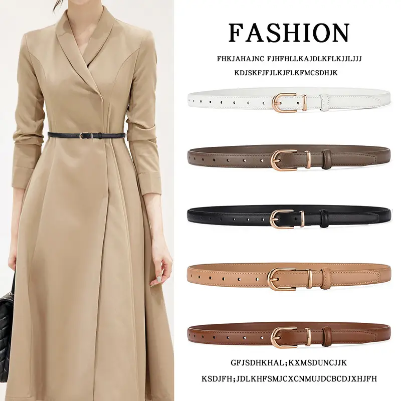 Women's Brown Cowhide Belt with Alloy Buckle - Image 12