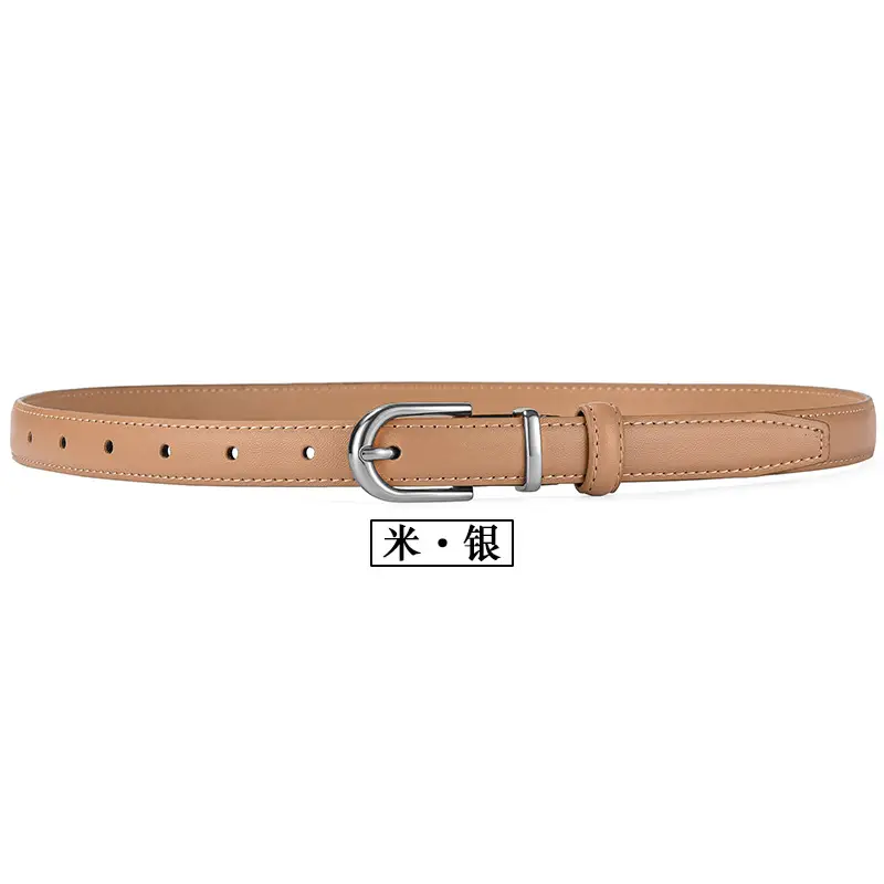 Women's Brown Cowhide Belt with Alloy Buckle - Image 10