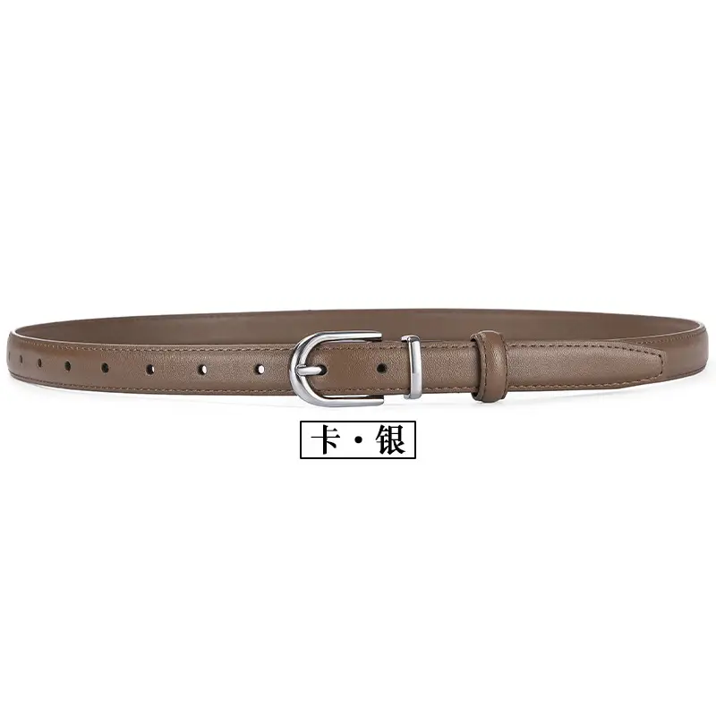 Women's Brown Cowhide Belt with Alloy Buckle - Image 7