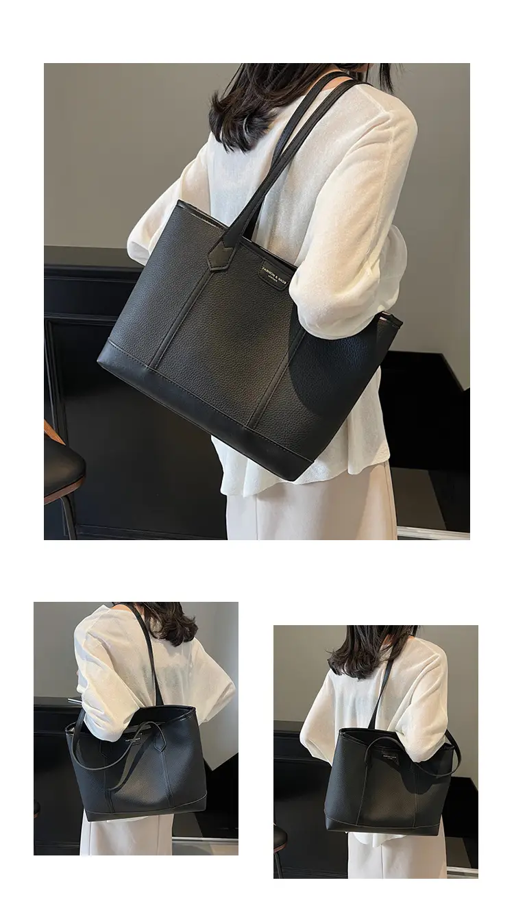 Women's Large Capacity Shoulder Bag Brown Leather Casual Tote — feature 11
