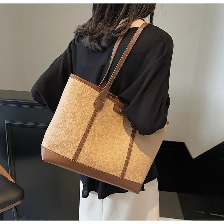 Women's Large Capacity Shoulder Bag Brown Leather Casual Tote — feature 19