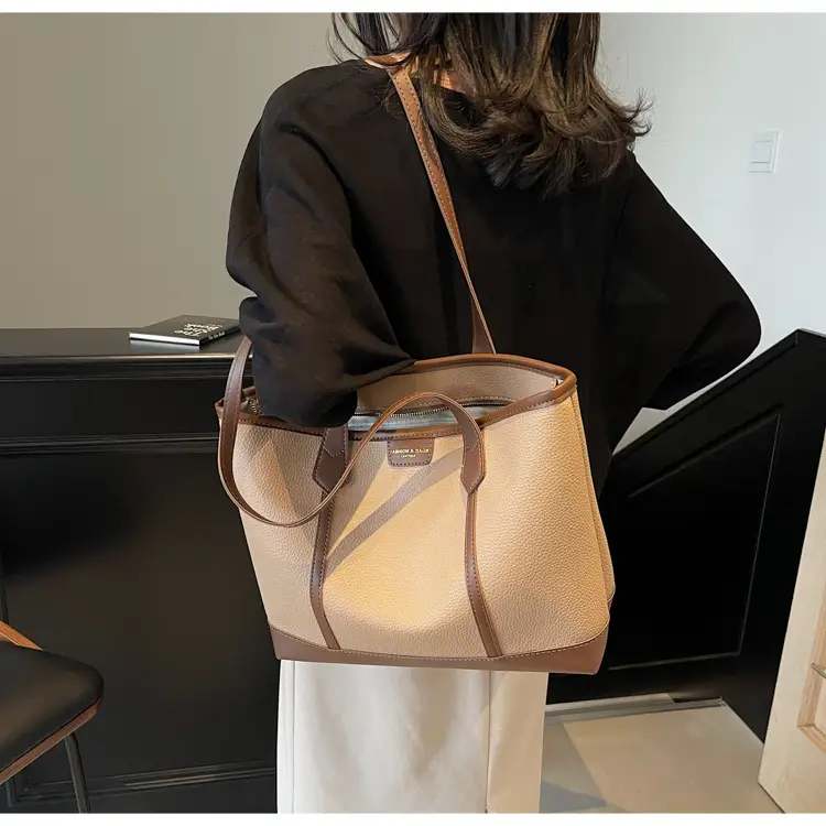 Women's Large Capacity Shoulder Bag Brown Leather Casual Tote — feature 21