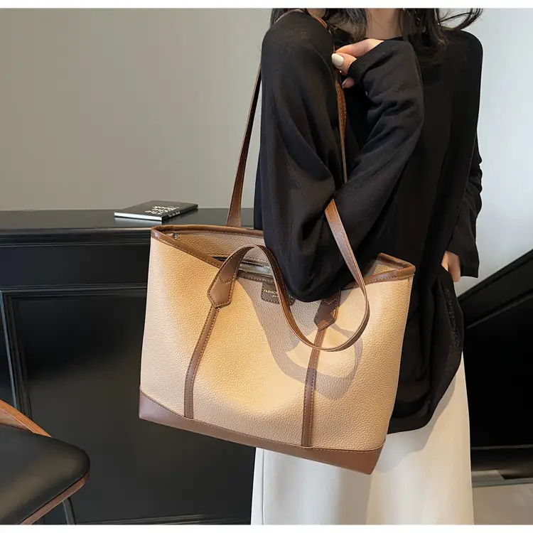 Women's Large Capacity Shoulder Bag Brown Leather Casual Tote — feature 26