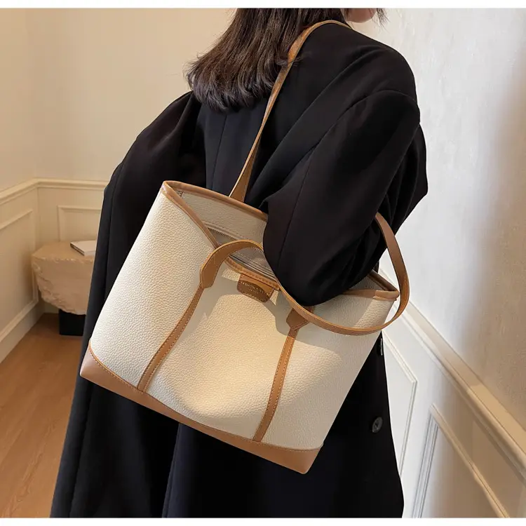 Women's Large Capacity Shoulder Bag Brown Leather Casual Tote — feature 35