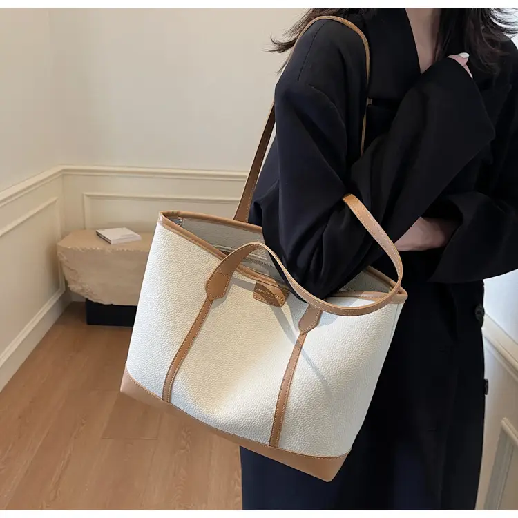 Women's Large Capacity Shoulder Bag Brown Leather Casual Tote — feature 36