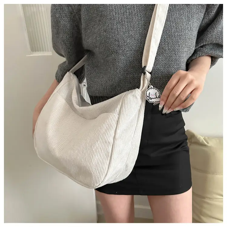 Women's Beige Cotton Shoulder Crossbody Bag with Cute Design — feature 17