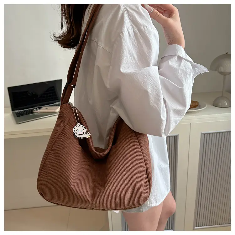Women's Beige Cotton Shoulder Crossbody Bag with Cute Design — feature 7