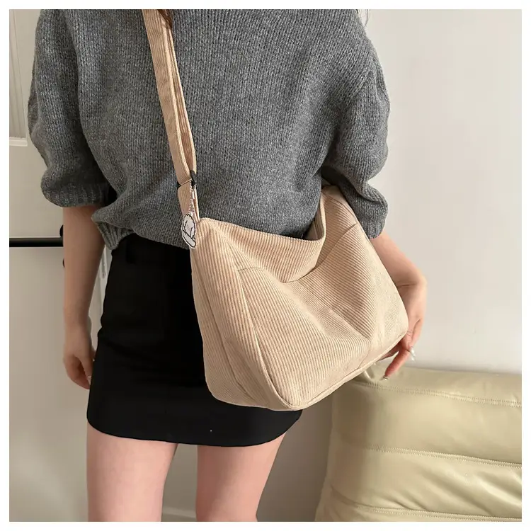 Women's Beige Cotton Shoulder Crossbody Bag with Cute Design — feature 9