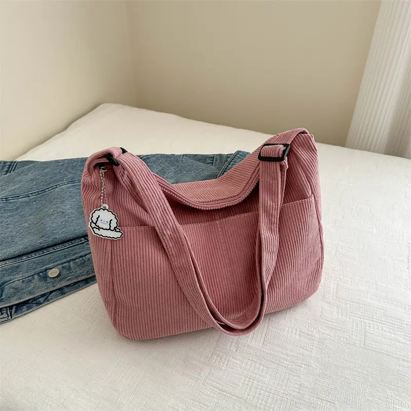 Women's Beige Cotton Shoulder Crossbody Bag with Cute Design - Image 3