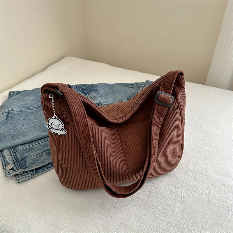 Women's Beige Cotton Shoulder Crossbody Bag with Cute Design - Image 7