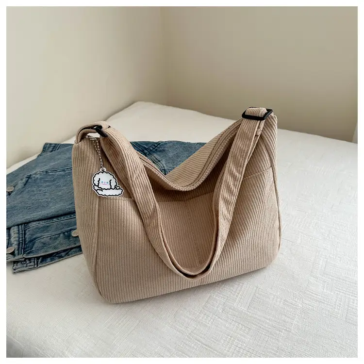 Women's Beige Cotton Shoulder Crossbody Bag with Cute Design - Image 8