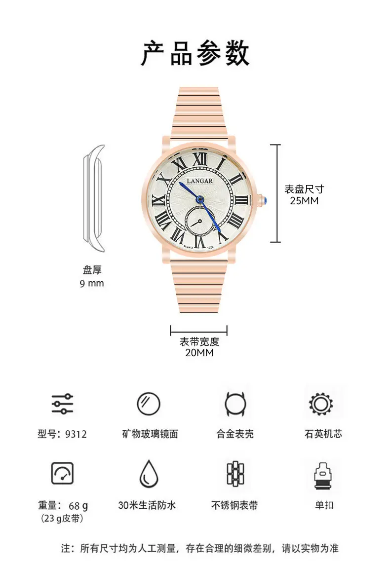 Lanugar Women's Rose Gold Quartz Watch with Mesh Band — feature 3