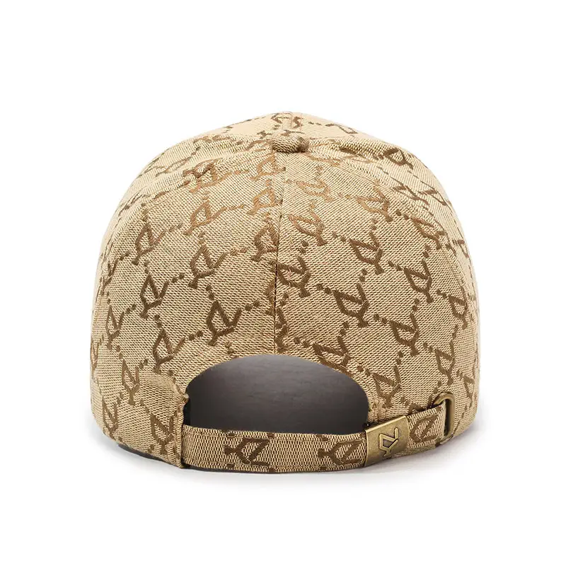 European & American Style Beige Monogram Cap for Men - Image 9
