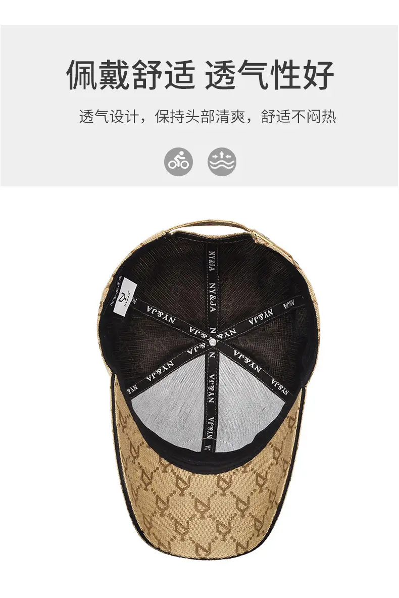 European & American Style Beige Monogram Cap for Men — feature 5