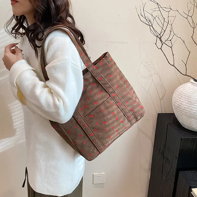 Women's Cherry Printed Shoulder Bag 2024 Winter New - Image 5