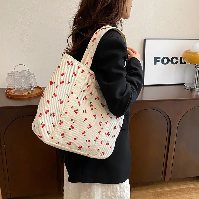 Women's Cherry Printed Shoulder Bag 2024 Winter New - Image 7