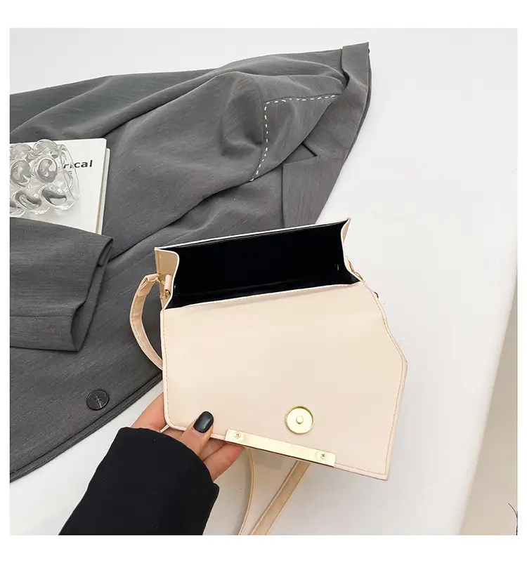 Small Square Grey Sparkle Leather Shoulder Bag — feature 13