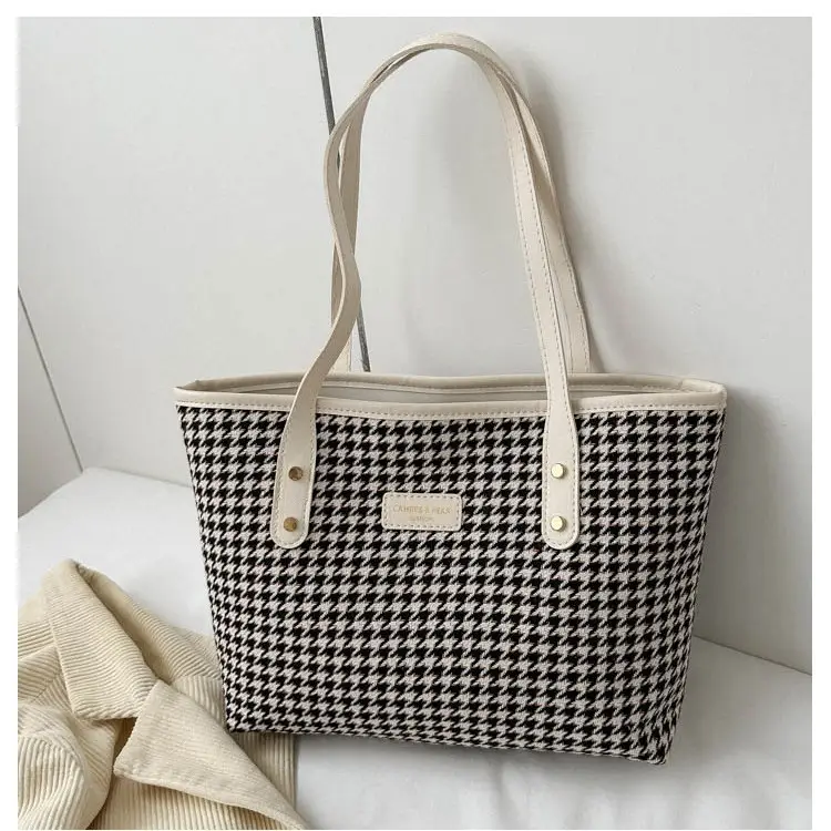 Retro Plaid Shoulder Tote Bag for Women - Image 7