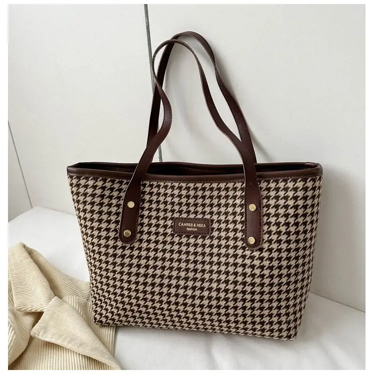 Retro Plaid Shoulder Tote Bag for Women - Image 8