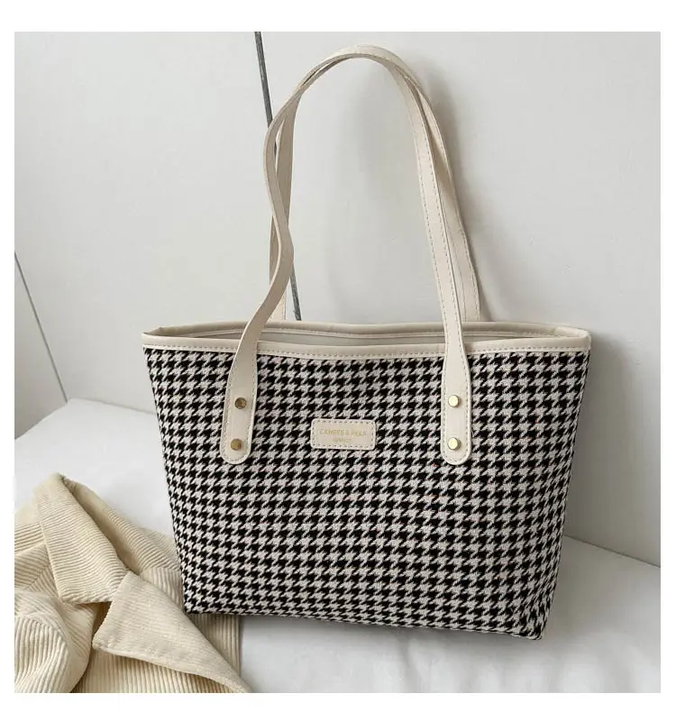 Retro Plaid Shoulder Tote Bag for Women - Image 2