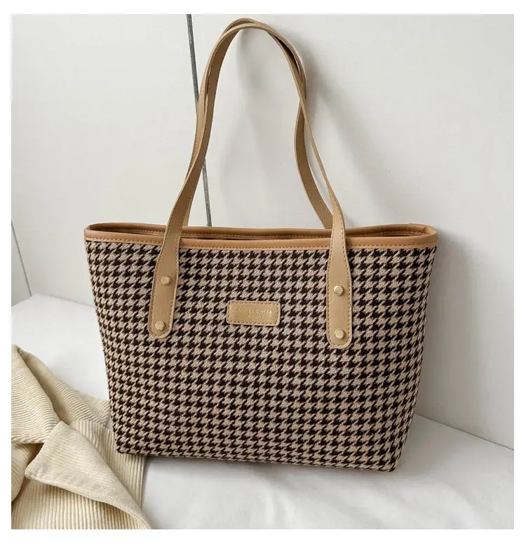 Retro Plaid Shoulder Tote Bag for Women - Image 5