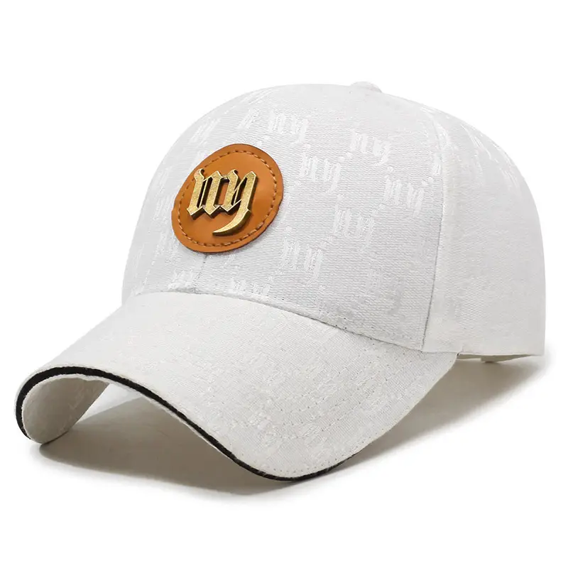 White Printed Baseball Cap with Logo for Men Women - Image 2