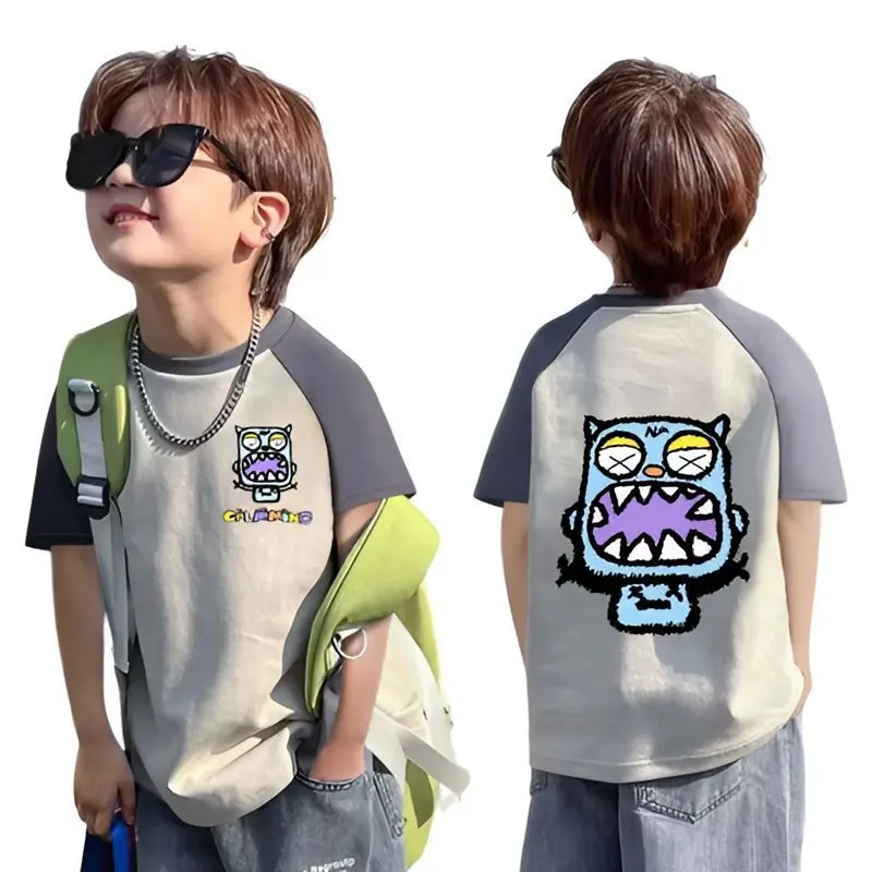 Kids Short Sleeve T-Shirt Summer 2024 Cotton Boys Medium Large — feature 8