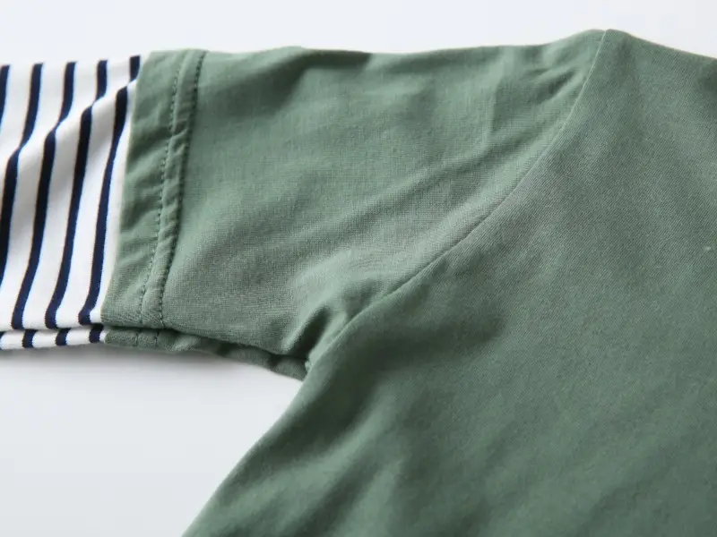 White Long Sleeve T-Shirt for Boys with Striped Sleeves — feature 9