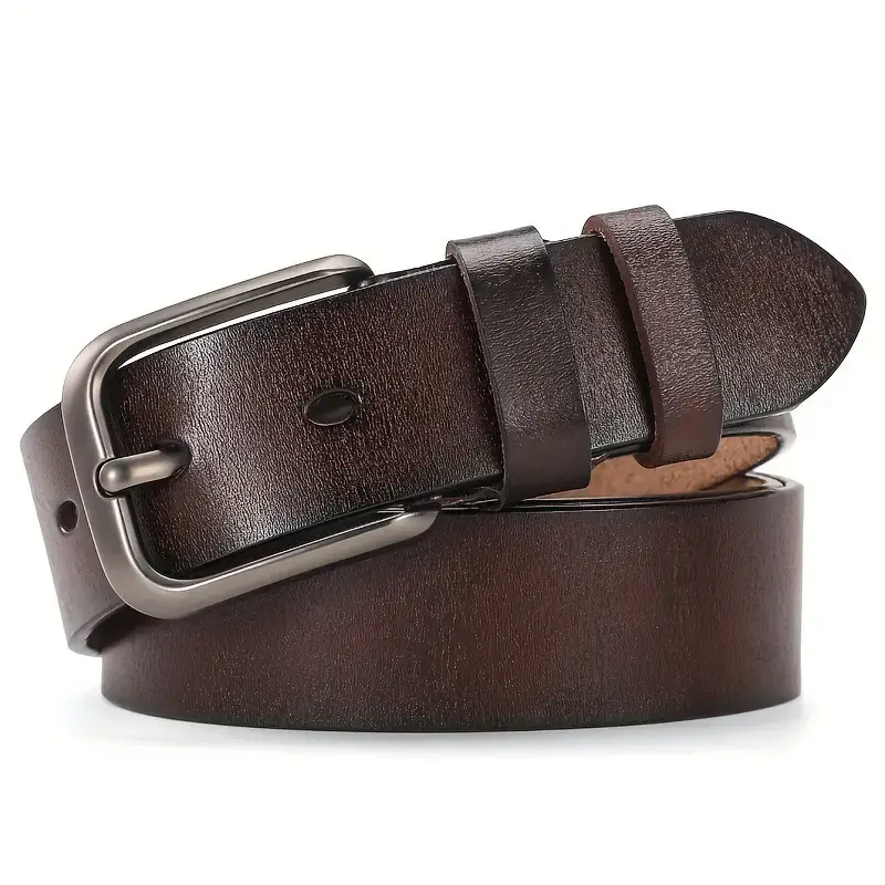 Men's Antique Cowhide Buckle Belt Brown - Image 7