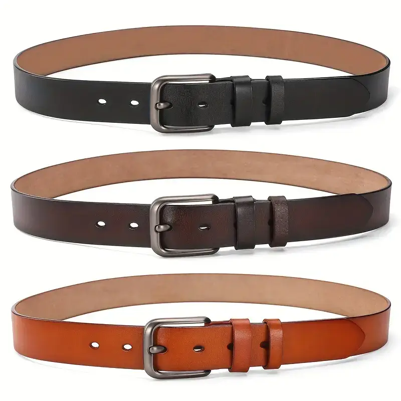 Men's Antique Cowhide Buckle Belt Brown — feature 4