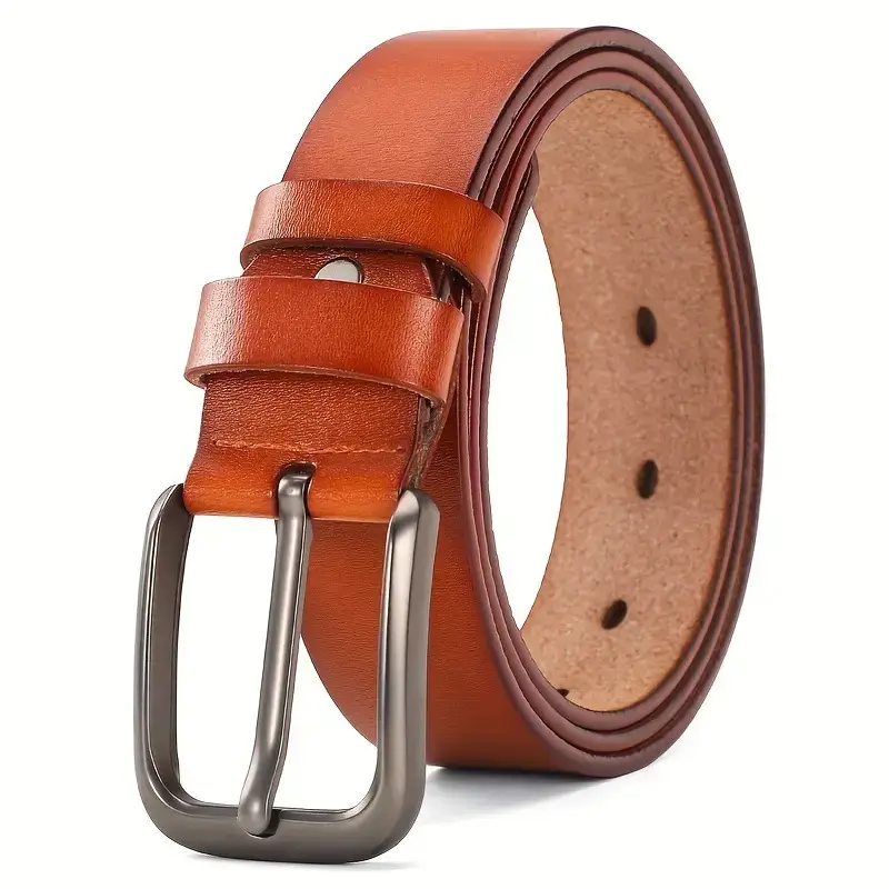 Men's Antique Cowhide Buckle Belt Brown — feature 6