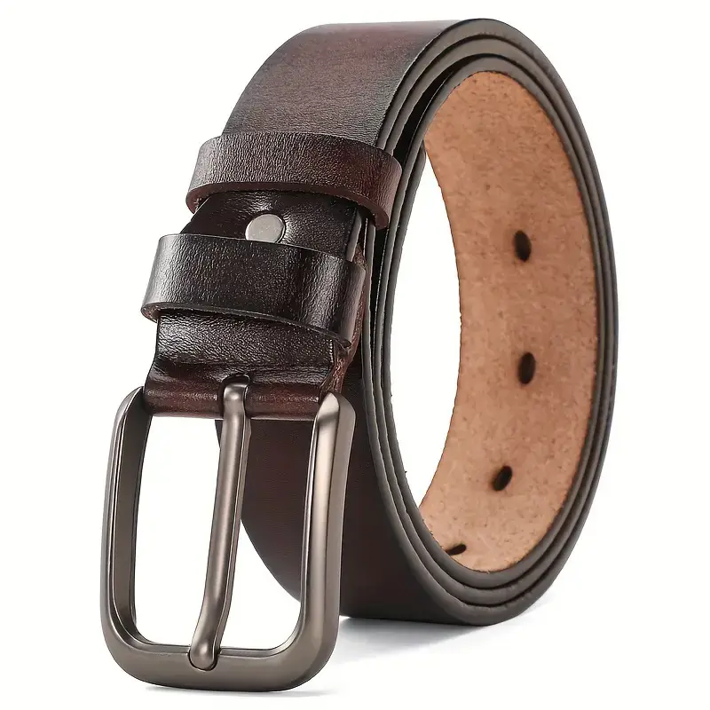 Men's Antique Cowhide Buckle Belt Brown — feature 7