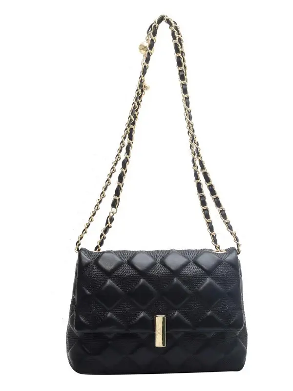 Black Rhomboid Chain Shoulder Bag for Women - Image 8