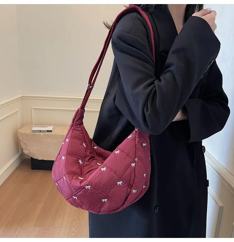 Autumn Winter Bow Cotton Padded Suit Bag for Women — feature 11