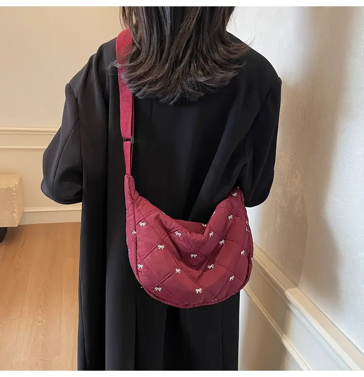 Autumn Winter Bow Cotton Padded Suit Bag for Women — feature 13