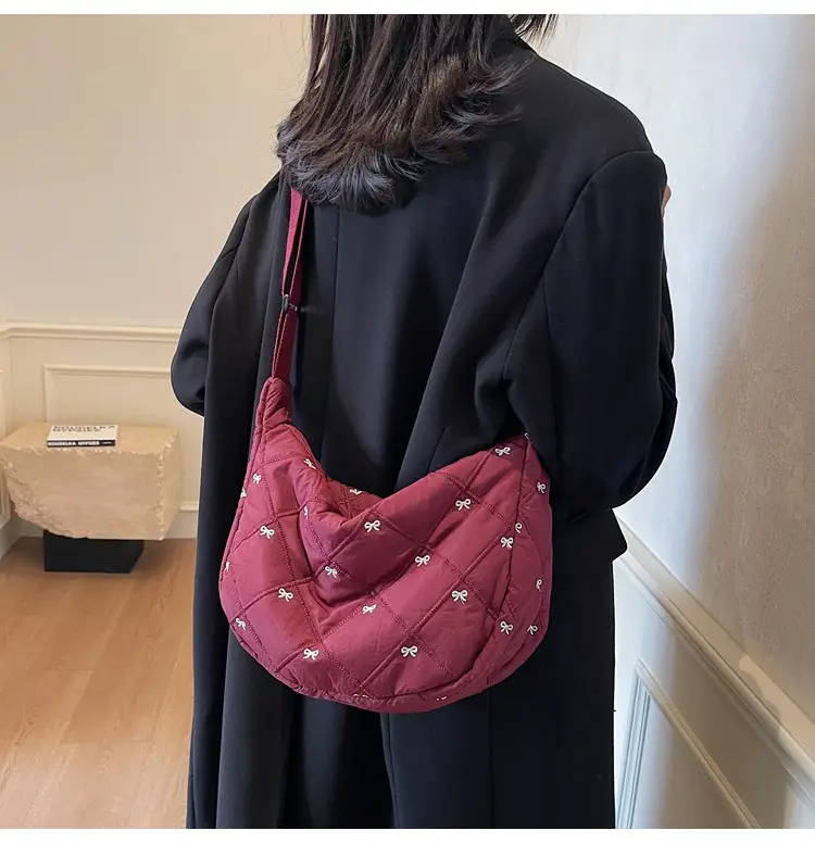 Autumn Winter Bow Cotton Padded Suit Bag for Women — feature 14