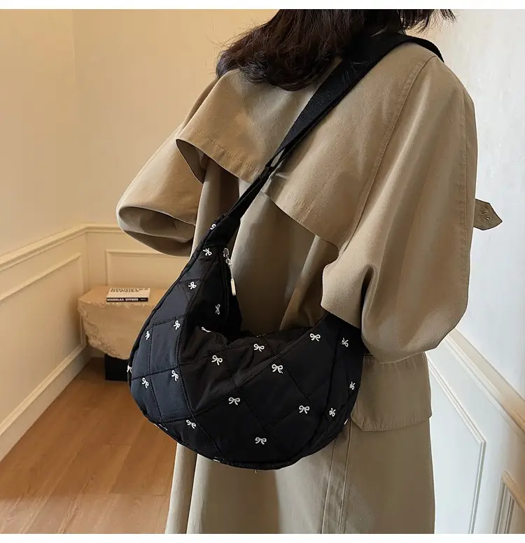 Autumn Winter Bow Cotton Padded Suit Bag for Women — feature 16