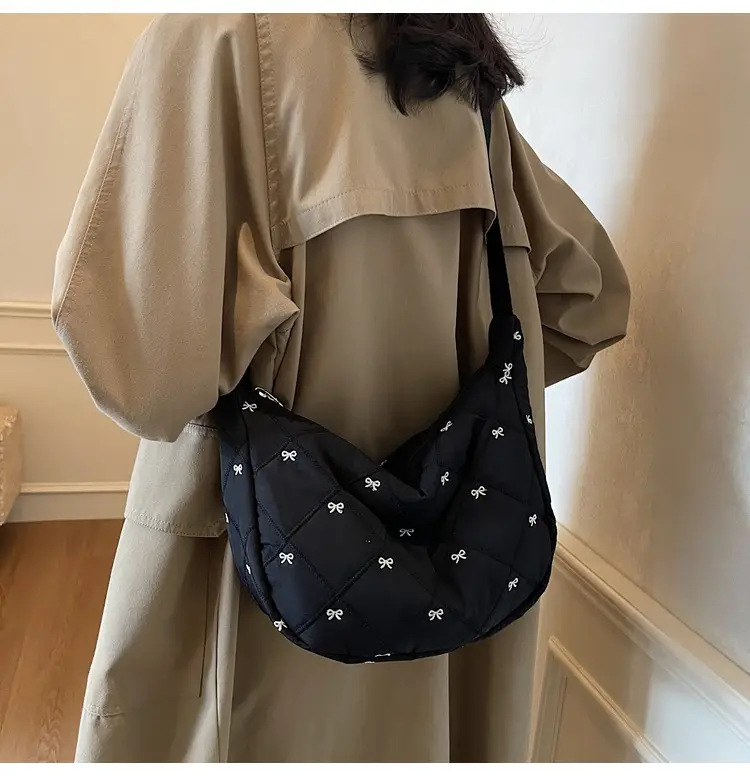 Autumn Winter Bow Cotton Padded Suit Bag for Women — feature 18