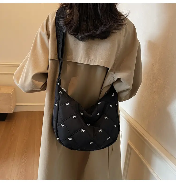 Autumn Winter Bow Cotton Padded Suit Bag for Women — feature 19