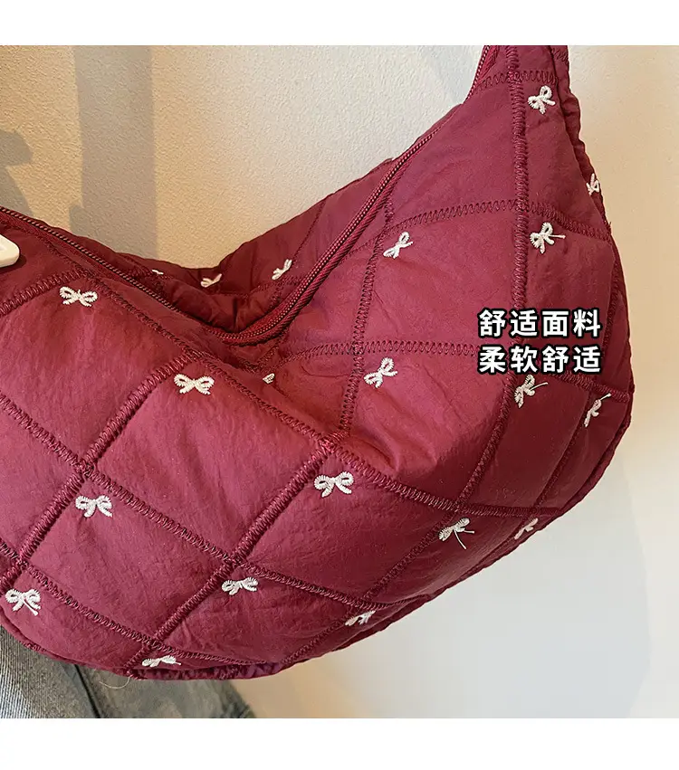 Autumn Winter Bow Cotton Padded Suit Bag for Women — feature 2