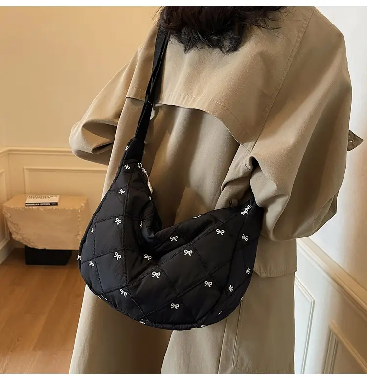 Autumn Winter Bow Cotton Padded Suit Bag for Women — feature 20