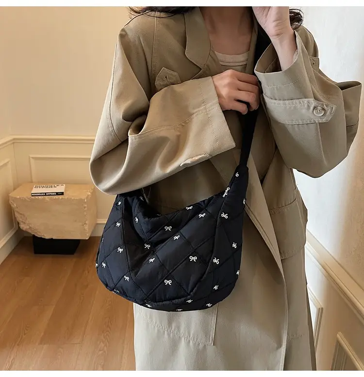 Autumn Winter Bow Cotton Padded Suit Bag for Women — feature 21